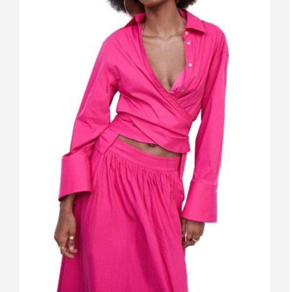 MANGO hot pink blouse